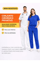 Scrub Profissional Privado Cirurgico Conjunto Algodão Brim - Gola Redonda