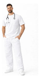 Scrub Profissional Privado Cirurgico Conjunto Algodão Brim - Gola Redonda