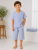 PIJAMA HOSPITALAR INFANTIL EM PERCAL AZUL LISTRAS – CONFORTO E PRATICIDADE PARA OS PEQUENOS (Cópia)