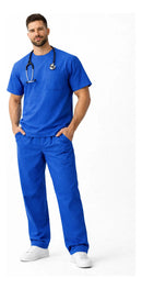 Scrub Profissional Privado Cirurgico Conjunto Algodão Brim - Gola Redonda