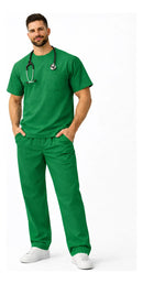 Scrub Profissional Privado Cirurgico Conjunto Algodão Brim - Gola Redonda